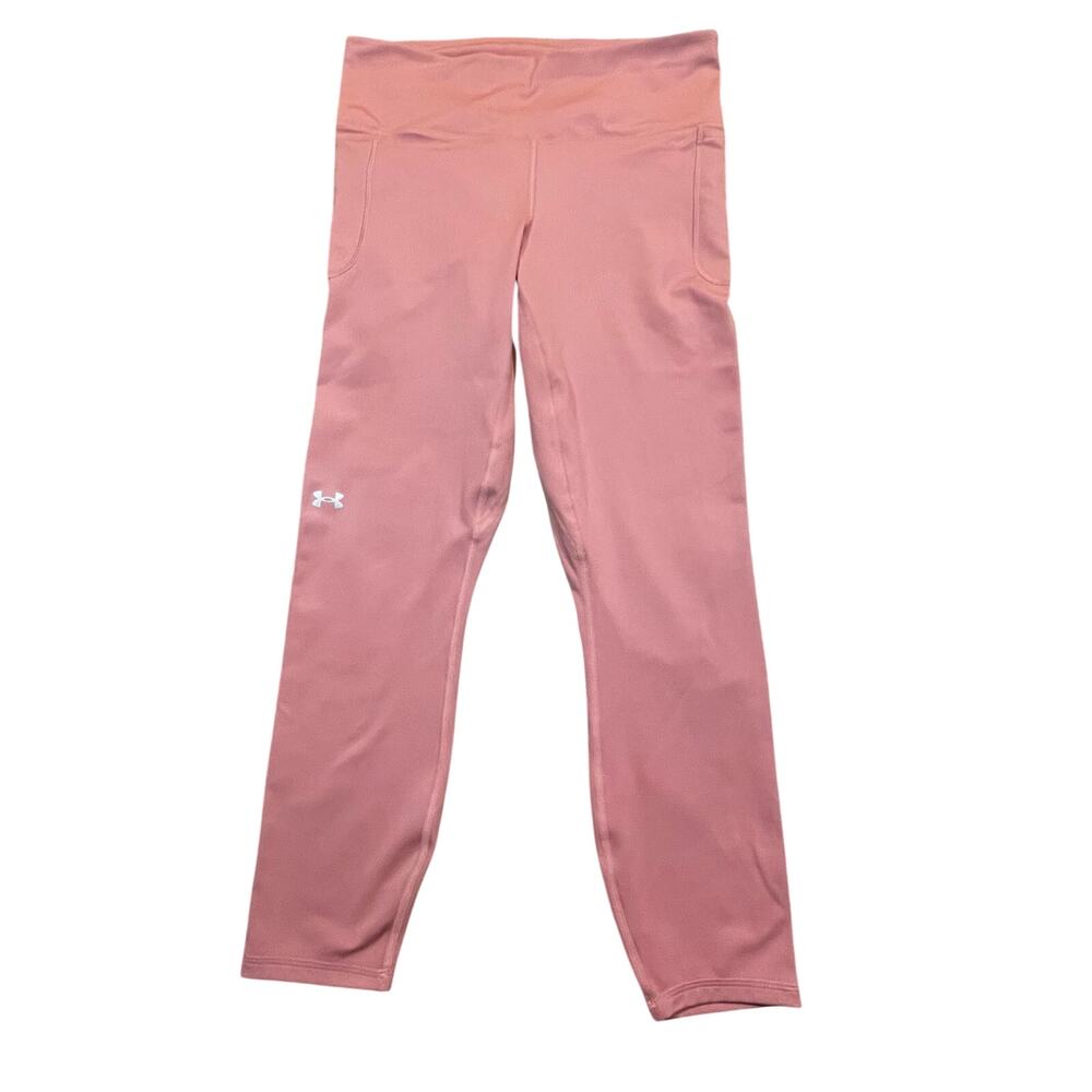 Under Armour Pink Fitted Leggings Women’s Large Side Pocket Athletic Yoga Gym